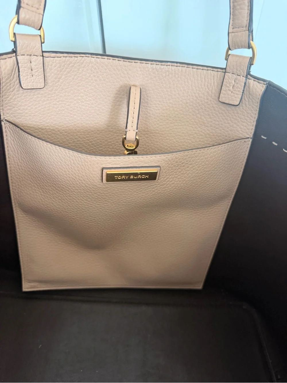 TORY BURCH MCGRAW BLUSH PEBBLED LEATHER TASSEL TOTE